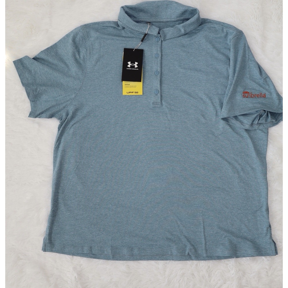 NWT Under Armour Women's Golf Polo Shirt XL Blue Heather